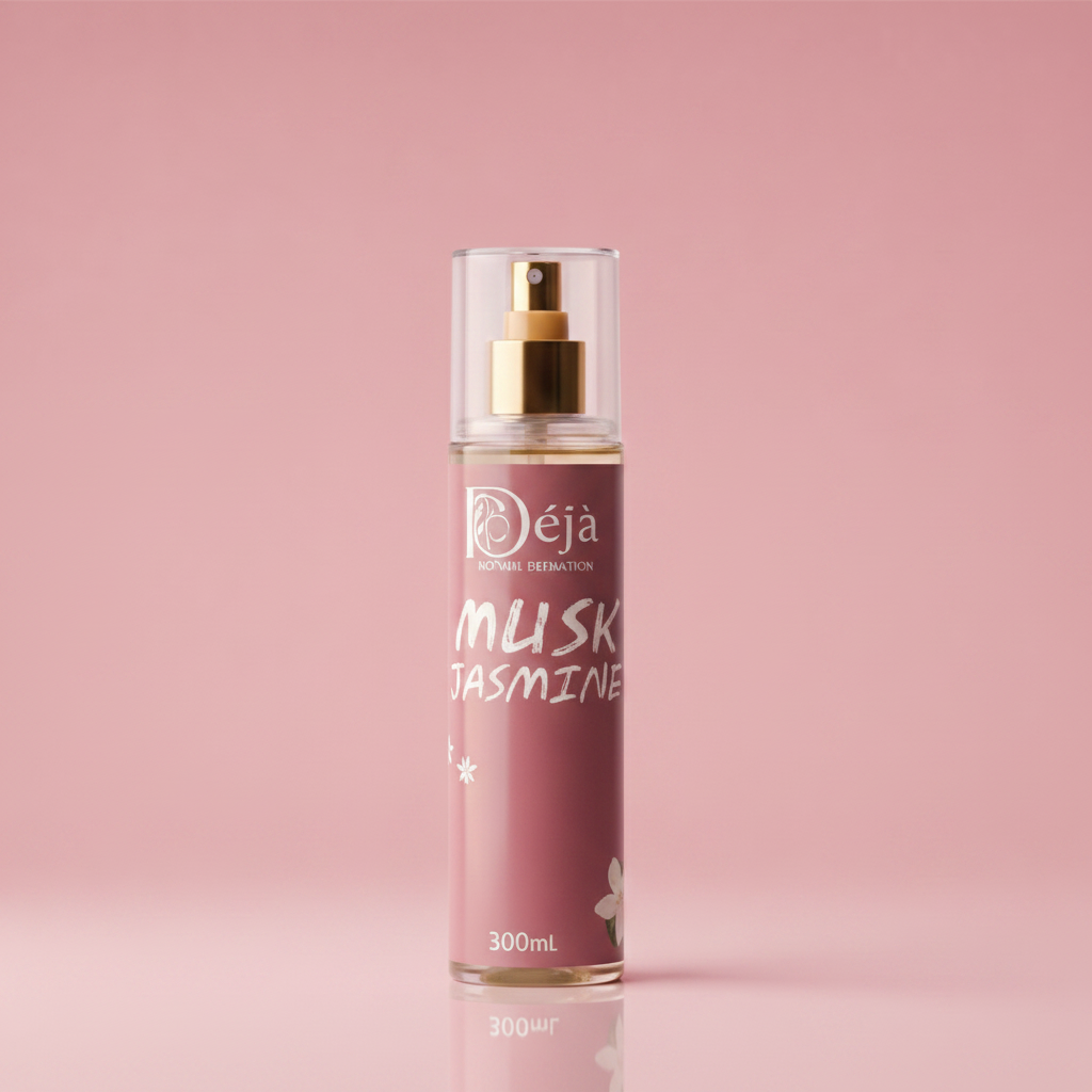 Musk & Jasmine Body Splash on Pink Background