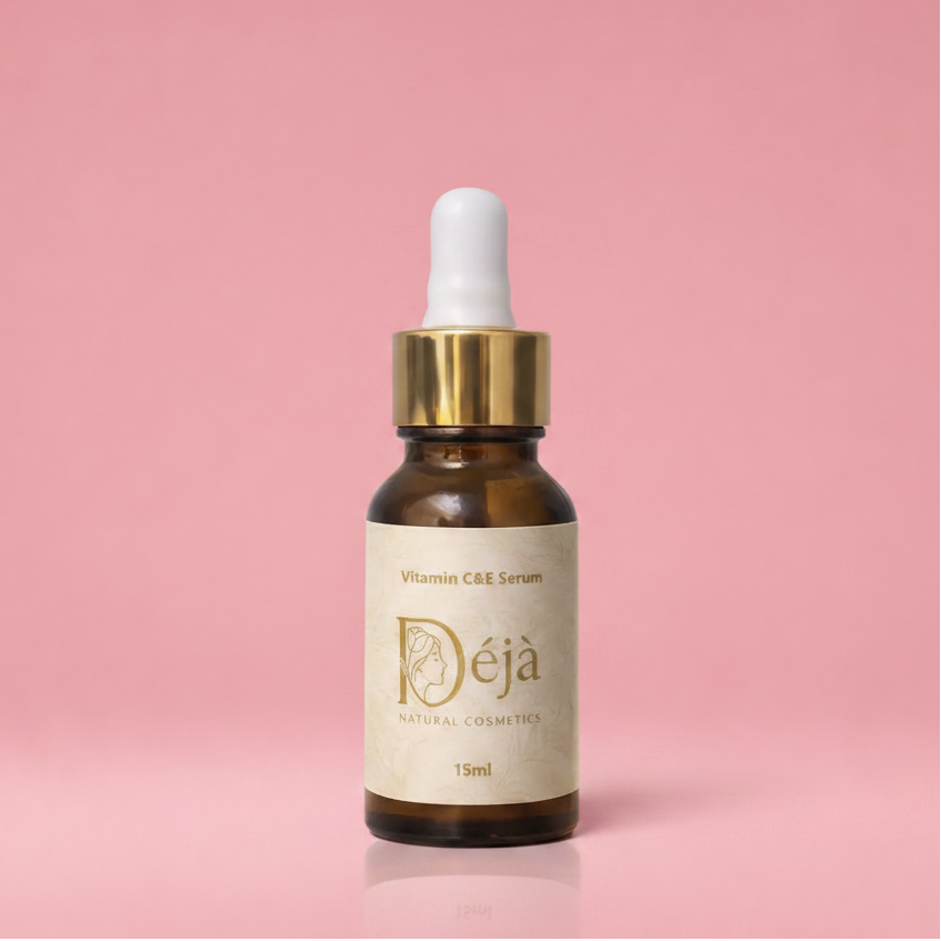 Vitamin C&E Serum on Pink Background